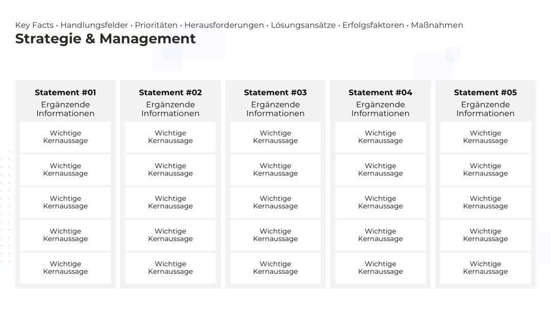 Dynamische PowerPoint Folie für Strategie und Management – Variante 8