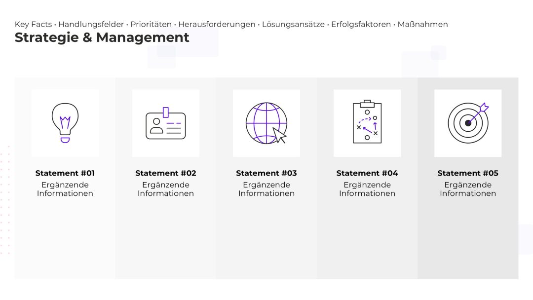 Dynamische PowerPoint Folie für Strategie und Management – Variante 10